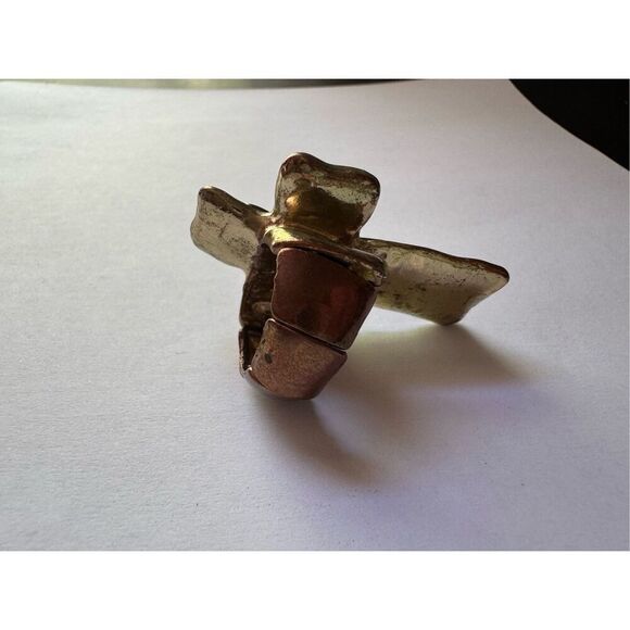 Womens Y2K Vintage Chunky Cross Gold Silver Tone Stretchy Cross Ring Western - Picture 4 of 6